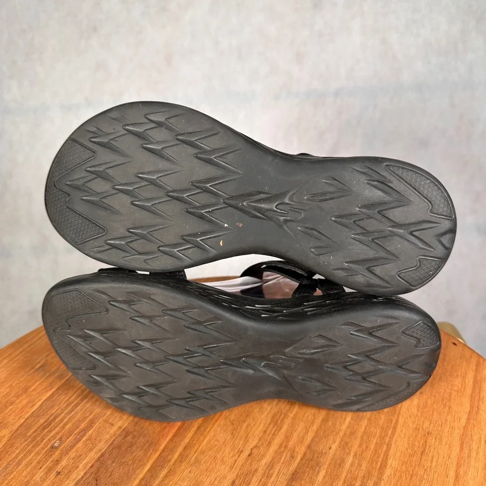 Skechers On-The-Go 600 Brilliancy Women 8 Black Good Sporty Strappy 15316